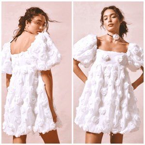 nwt SISTER JANE *Deadstock* Dream Belle Rosette Babydoll Dress White Size Medium